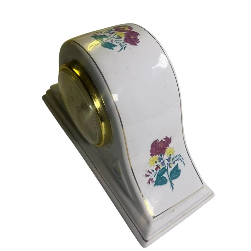 Laura Ashley White Mantel Clock with Floral Design‎